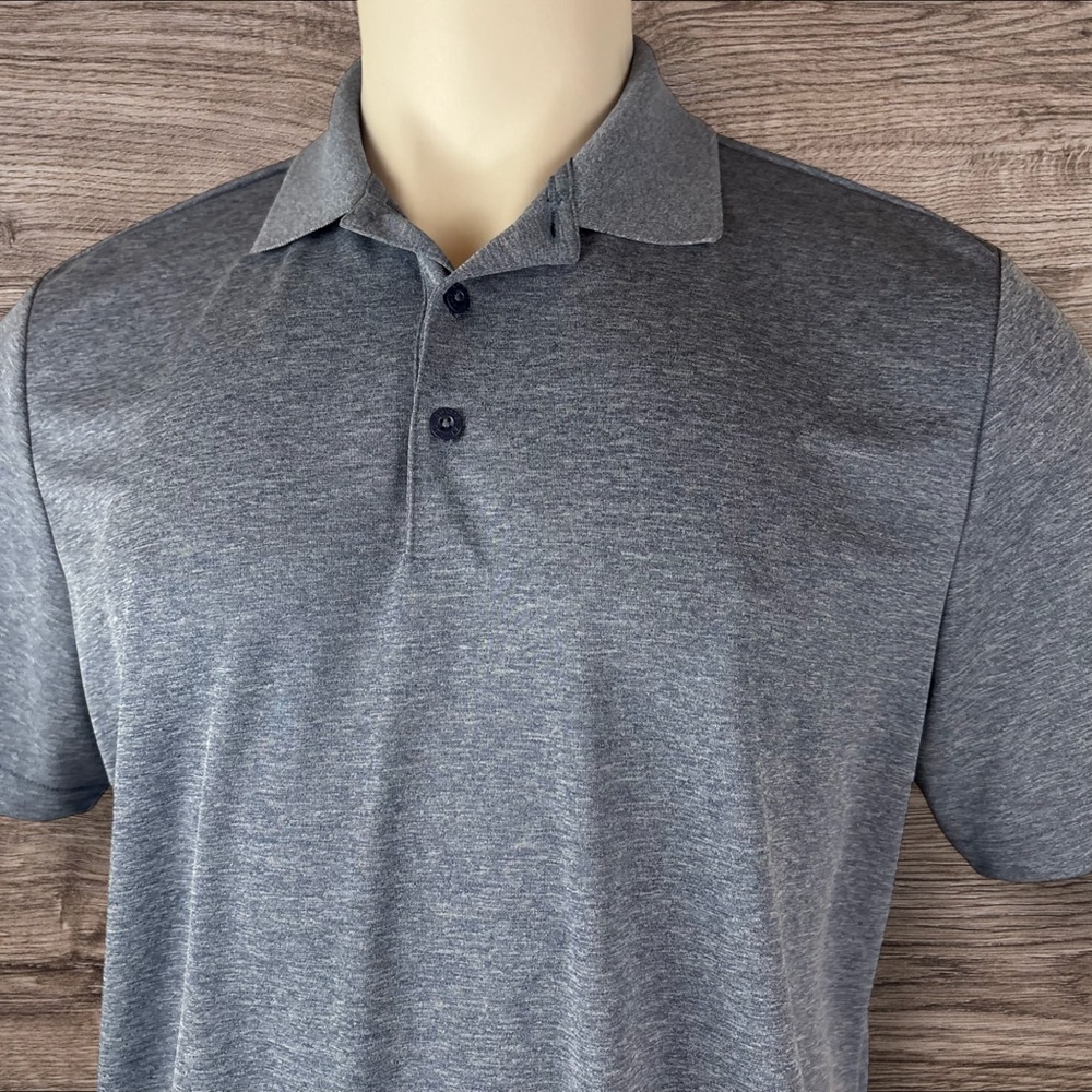 Adidas Polo Shirt Mens Large Gray blue Collared Prime Green Performance (886) - Picture 2 of 12